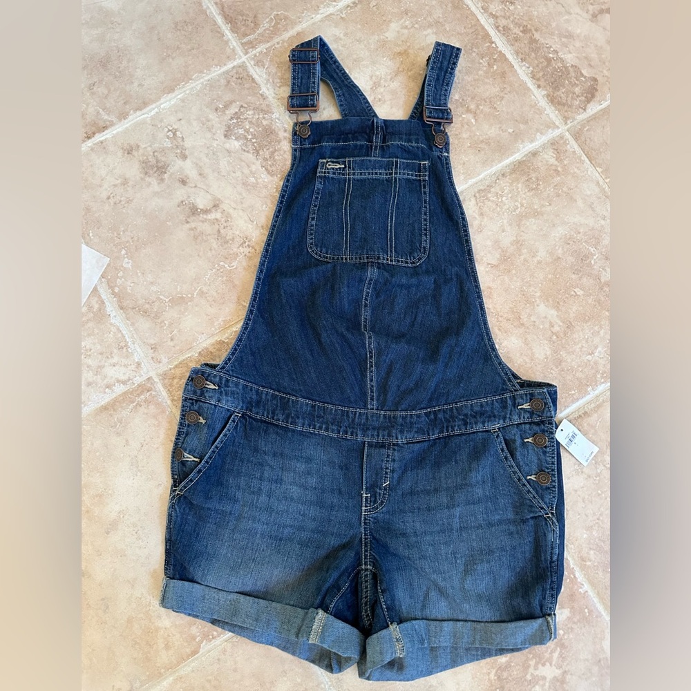NWT Gap Blue Denim Jean Overall Shorts Cowgirl Western Festival